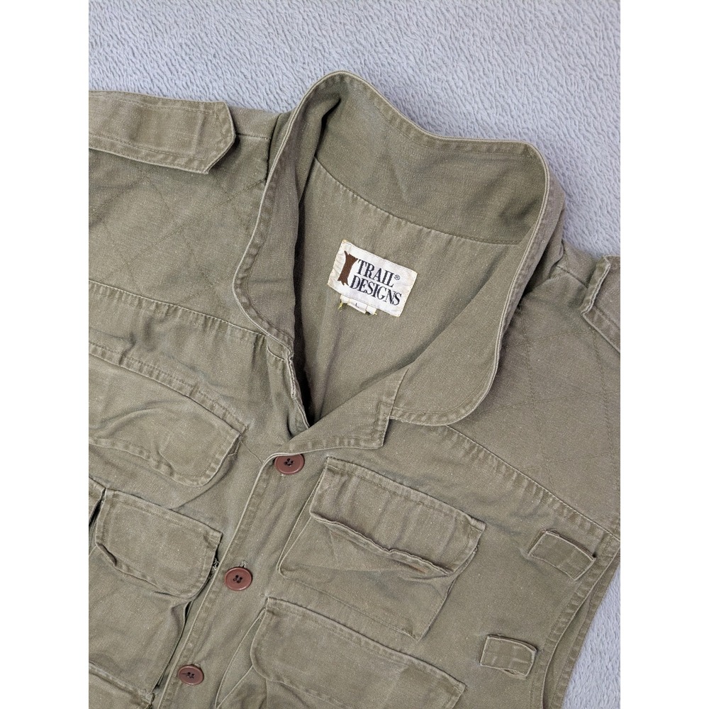 Trail Designs Mens Size Large Olive Green Utility Vest Multi Pocket TV-726